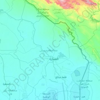 Maysan Governorate topographic map, elevation, terrain