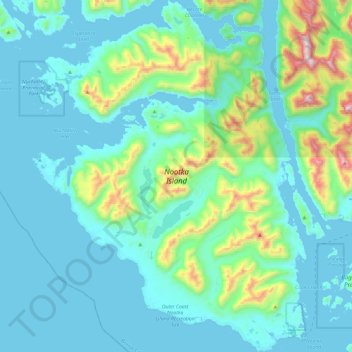 Nootka Island topographic map, elevation, terrain