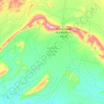 Pachalik de Foum Zguid topographic map, elevation, terrain
