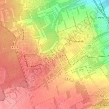 Lerchenberg topographic map, elevation, terrain