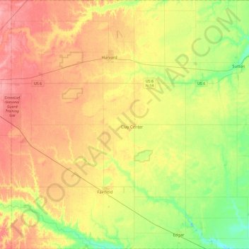 Clay County topographic map, elevation, terrain