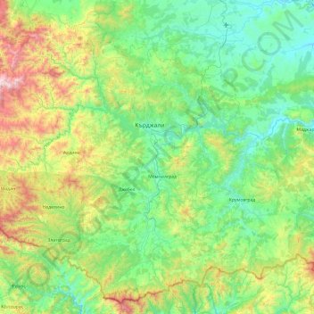 Kardzhali topographic map, elevation, terrain