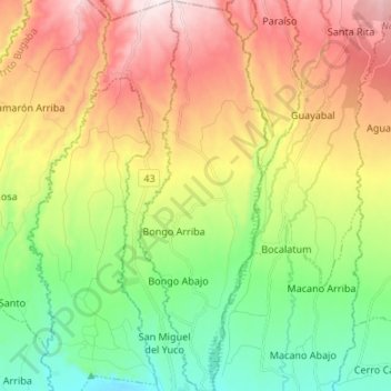 El Bongo topographic map, elevation, terrain
