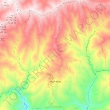 Albondón topographic map, elevation, terrain