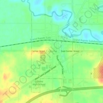 Coloma topographic map, elevation, terrain