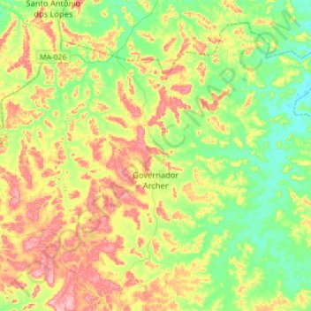 Governador Archer topographic map, elevation, terrain