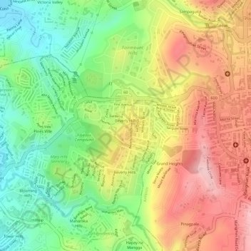 Beverly Hills topographic map, elevation, terrain