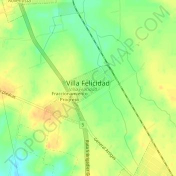 Villa Felicidad topographic map, elevation, terrain