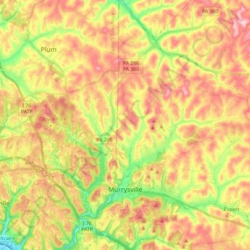 Murrysville topographic map, elevation, terrain