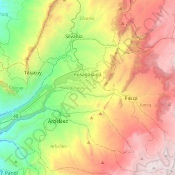 Fusagasugá topographic map, elevation, terrain