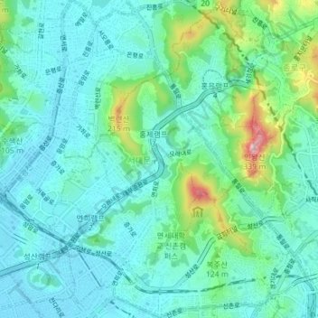 Seodaemun-gu topographic map, elevation, terrain