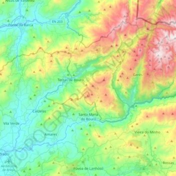 Rio Homem topographic map, elevation, terrain