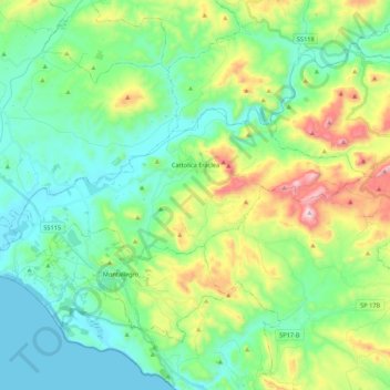 Cattolica Eraclea topographic map, elevation, terrain