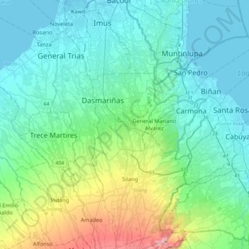 Imus River topographic map, elevation, terrain
