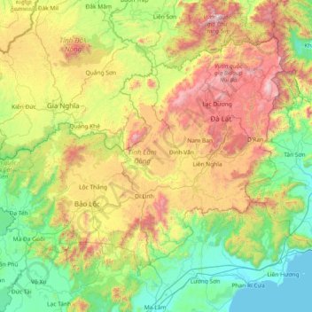 Tỉnh Lâm Đồng topographic map, elevation, terrain