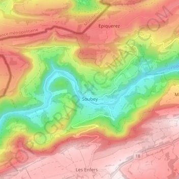Soubey topographic map, elevation, terrain