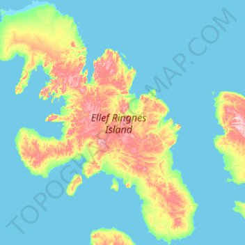 Ellef Ringnes Island topographic map, elevation, terrain