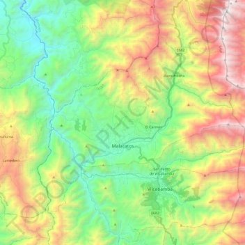 Malacatos topographic map, elevation, terrain