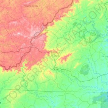 Patrick County topographic map, elevation, terrain