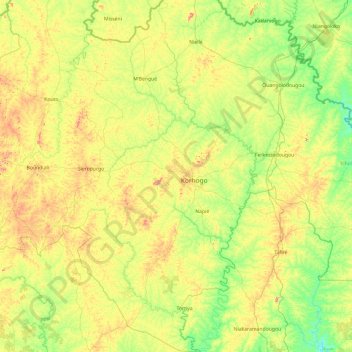Poro topographic map, elevation, terrain