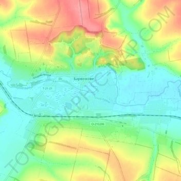 Barvinkove topographic map, elevation, terrain