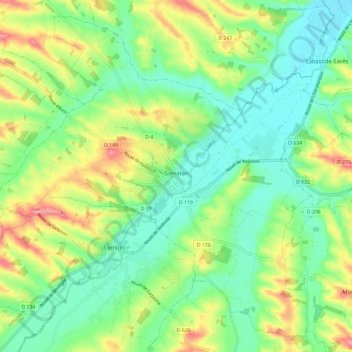 Samatan topographic map, elevation, terrain