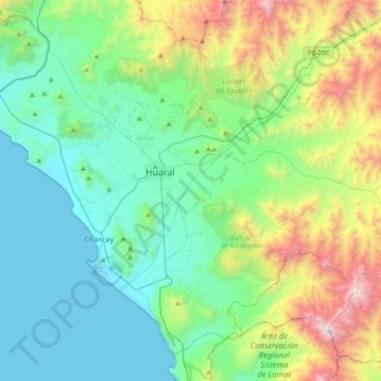 Aucallama topographic map, elevation, terrain