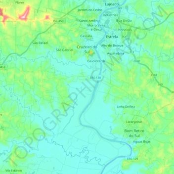Cruzeiro do Sul topographic map, elevation, terrain