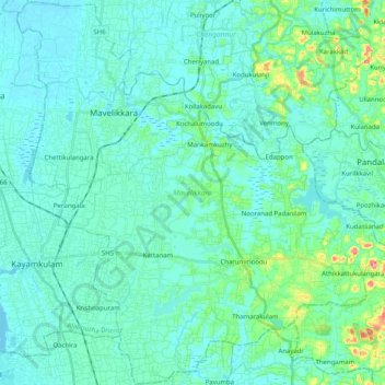 Mavelikkara topographic map, elevation, terrain