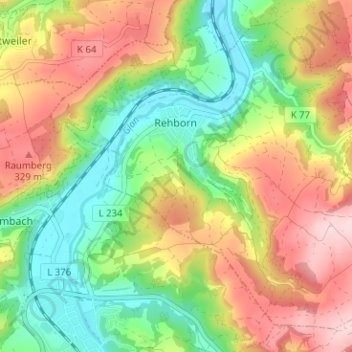 Rehborn topographic map, elevation, terrain