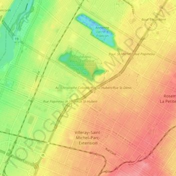 Villeray–Saint-Michel–Parc-Extension topographic map, elevation, terrain
