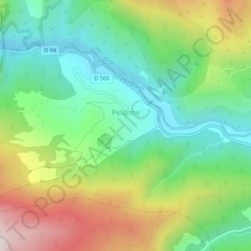 Pelonne topographic map, elevation, terrain
