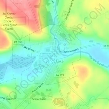 Sandy Lake topographic map, elevation, terrain