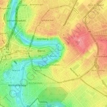 Matte topographic map, elevation, terrain