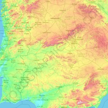 Tagus River topographic map, elevation, terrain