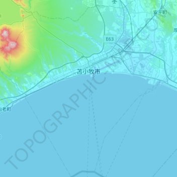 Tomakomai topographic map, elevation, terrain