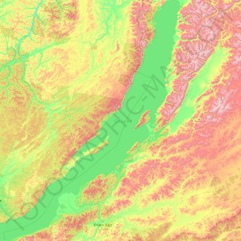 Lac Baïkal topographic map, elevation, terrain