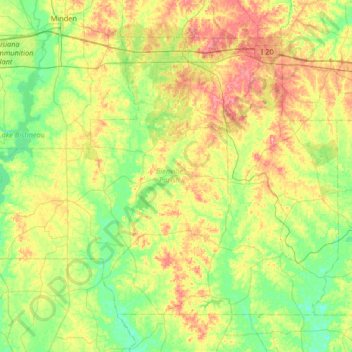 Bienville Parish topographic map, elevation, terrain