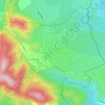 Courry topographic map, elevation, terrain