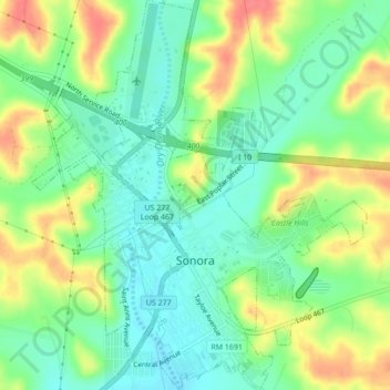 Sonora topographic map, elevation, terrain