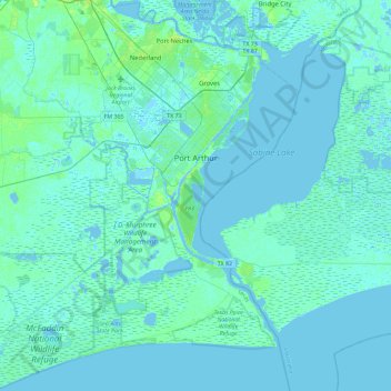 Port Arthur topographic map, elevation, terrain