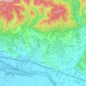 Lauris topographic map, elevation, terrain