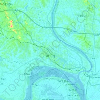 Việt Trì topographic map, elevation, terrain