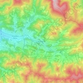 Horní Bečva topographic map, elevation, terrain