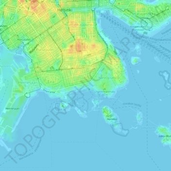 Ullanlinna topographic map, elevation, terrain