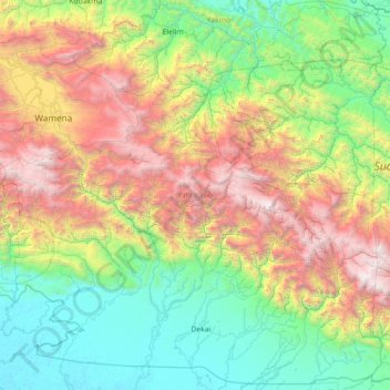 Yahukimo topographic map, elevation, terrain