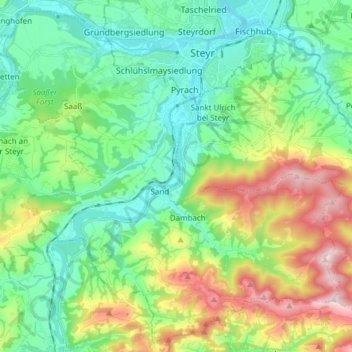 Garsten topographic map, elevation, terrain