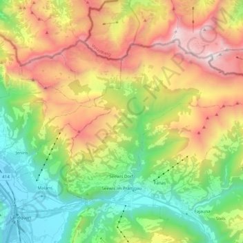 Seewis im Prättigau topographic map, elevation, terrain