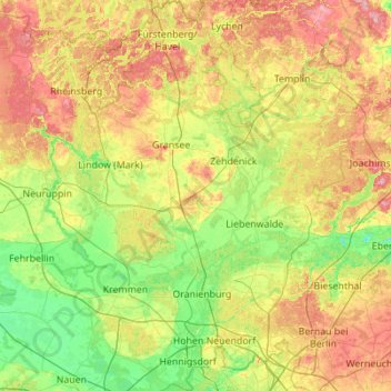 Oberhavel topographic map, elevation, terrain