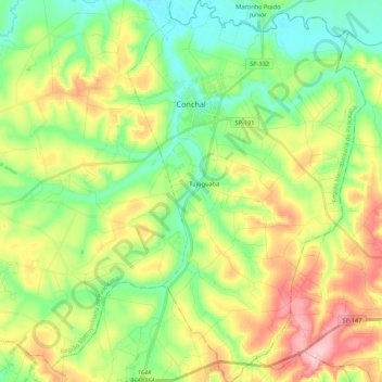 Conchal topographic map, elevation, terrain